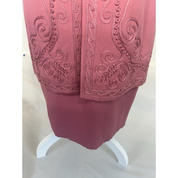 Karin Stevens Woman's 8 SS Mauve Lined Attached Jacket Wedding guest Dress - Picture 4 of 13